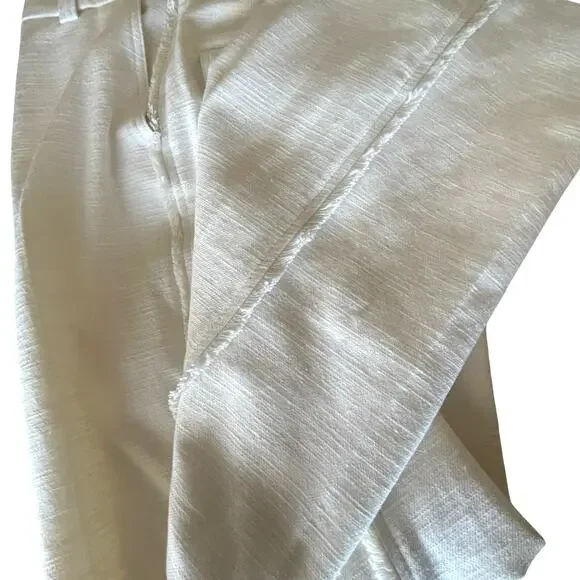 Zara Fringe Trim Wide-Leg Pockets Belt loops Pants Cotton Blend Off-White XS - Picture 11 of 12